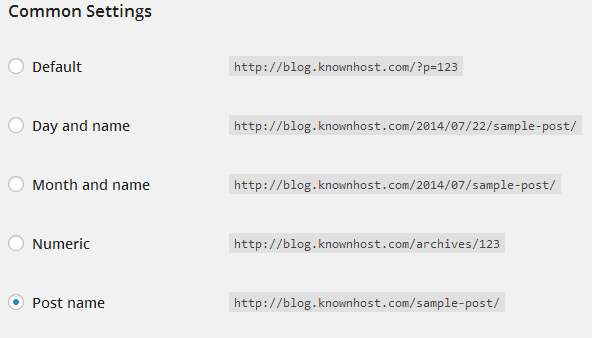 permanent link settings
