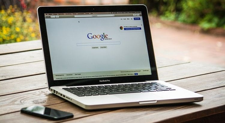 google homepage on laptop screen