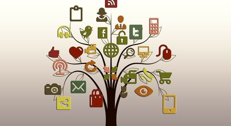 tree with social media icons