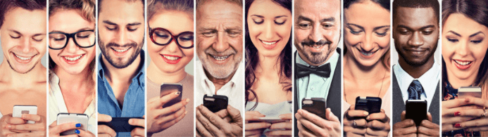 10 people holding mobile phones