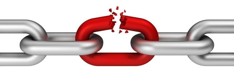 chain with red broken link