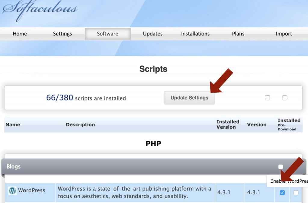Activate WordPress Script