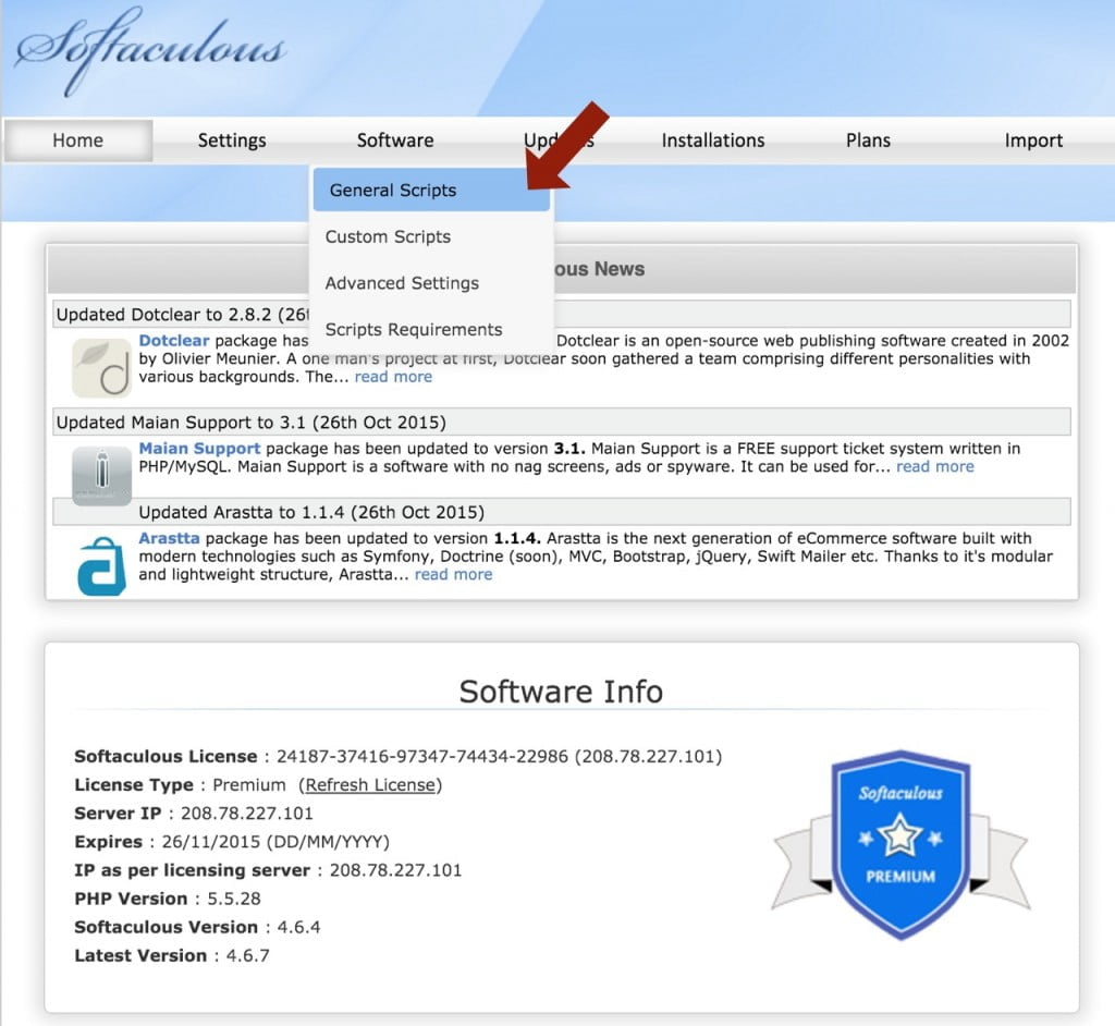 Install Softaculous Script