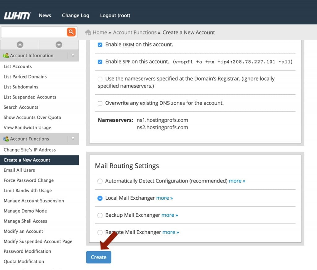 Knownhost - Create new Cpanel Account