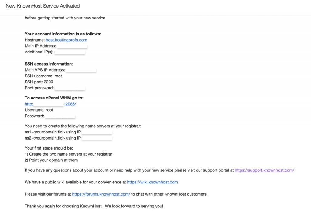 knownhost - Sample Welcome Email