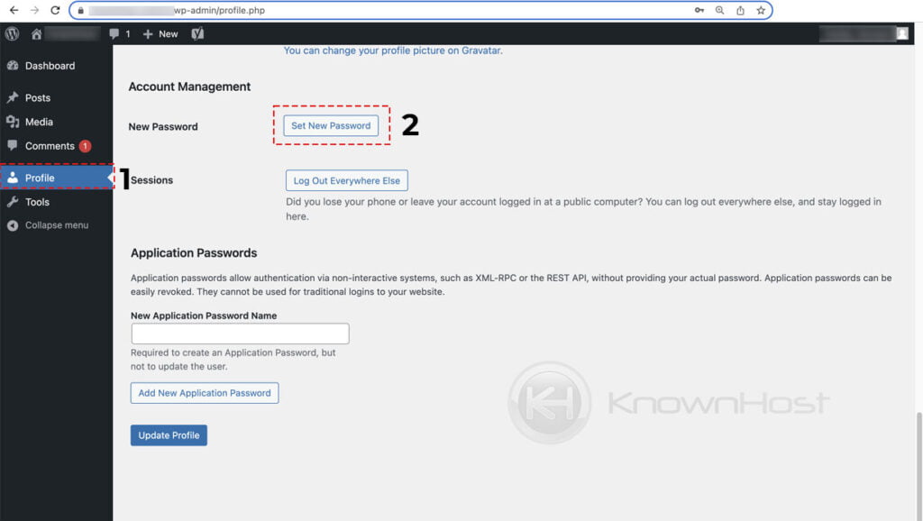 enter new password for wordpress user