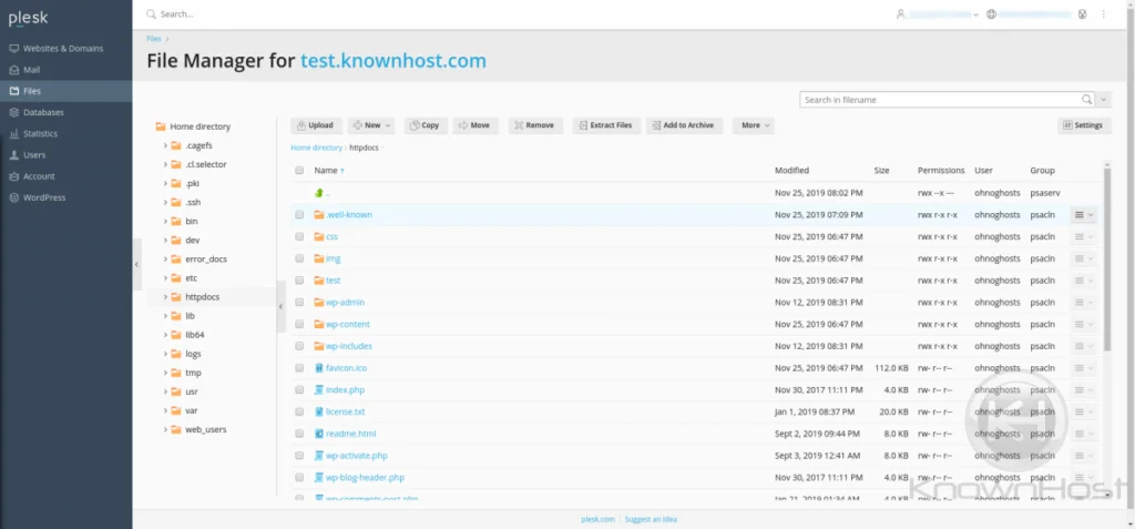 plesk file manager