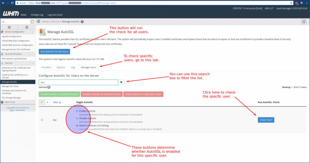 Manage AutoSSL