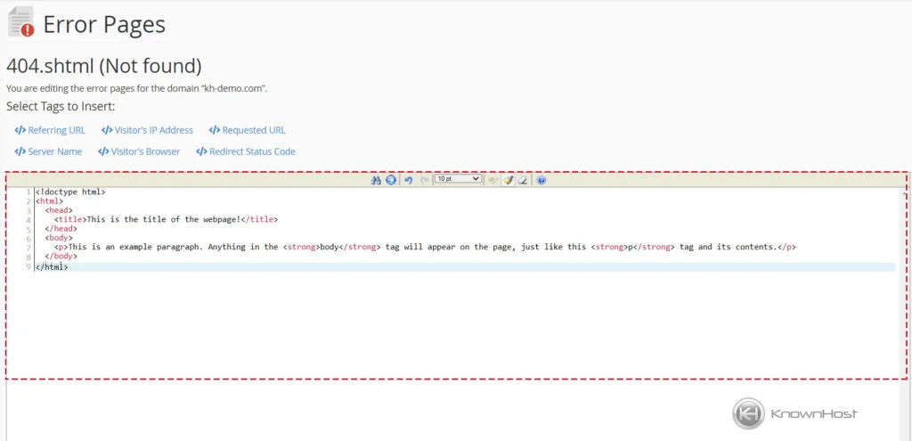 HTML-Code-Paste-Error-Page