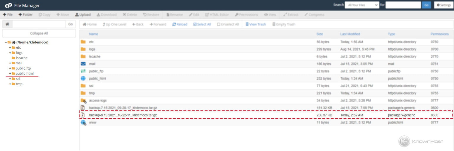 How to Take Full Backup using Backup Wizard in cPanel? - KnownHost