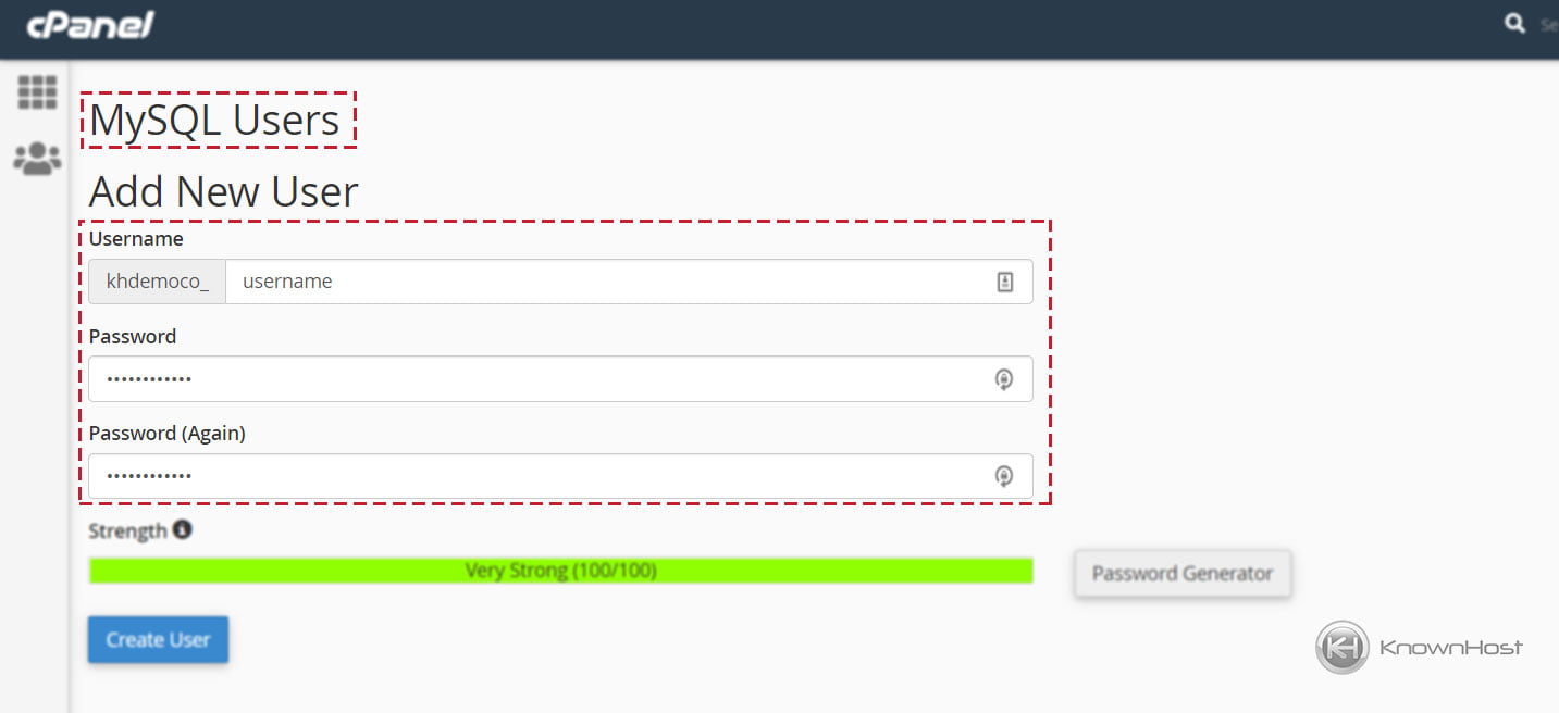 How to create MySQL Database and User in cPanel? - KnownHost