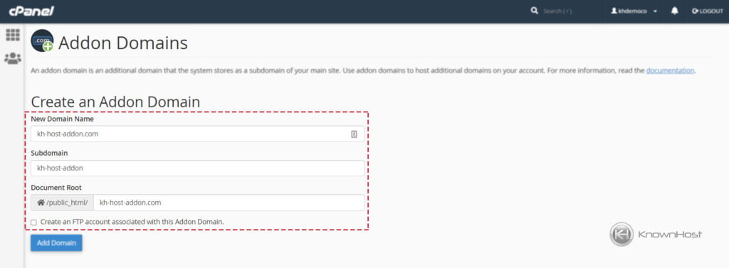 How to add Addon Domains in cPanel