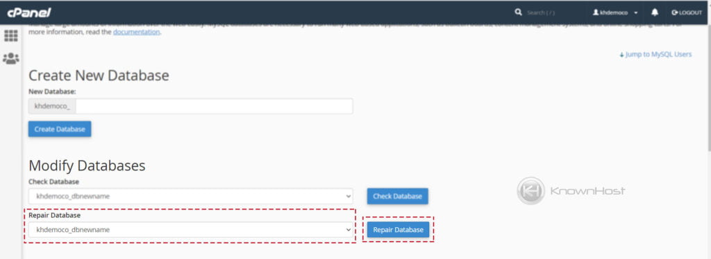 how-to-repair-database-in-cpanel