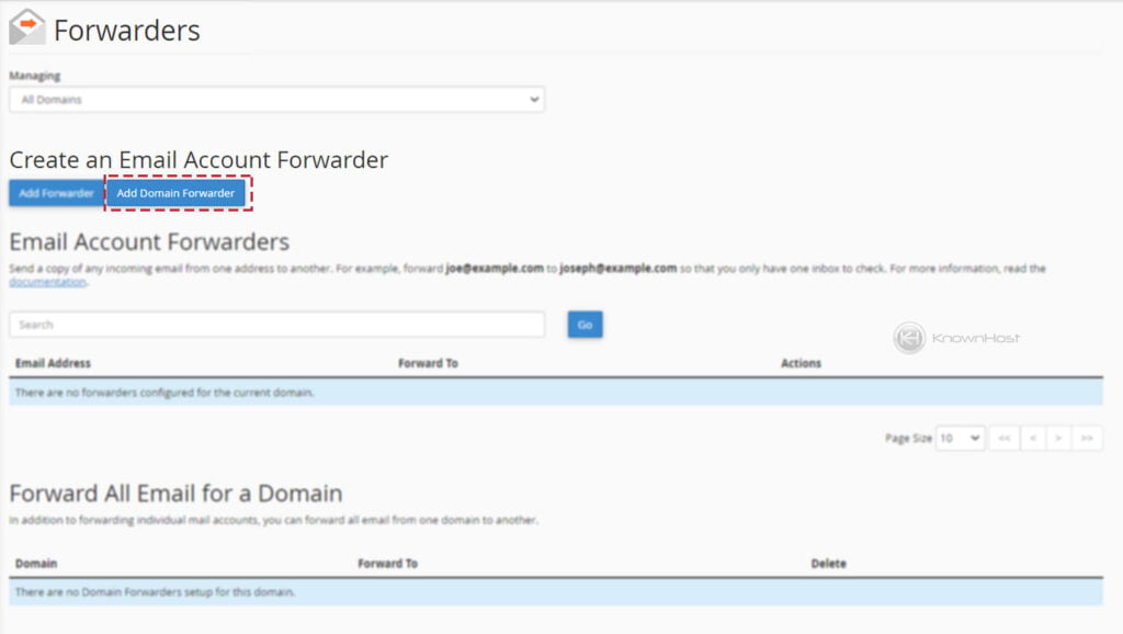 Add new email forwarder domain