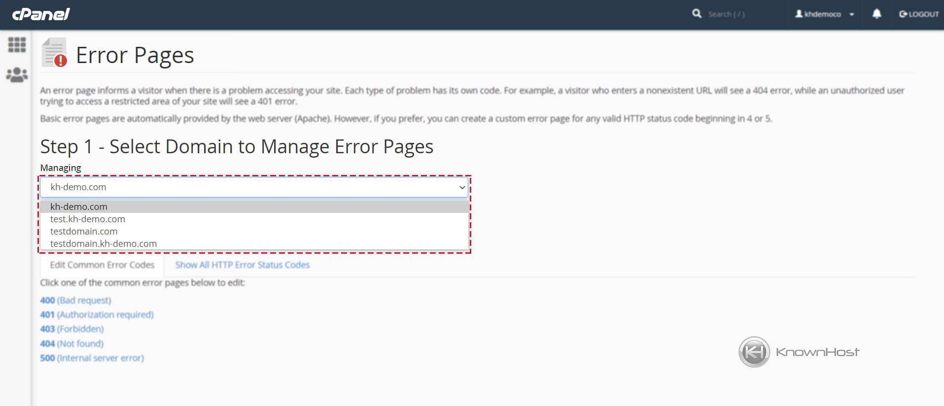 How to create custom error pages in cPanel? - KnownHost