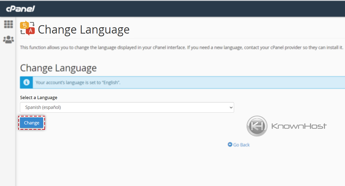 How to Change Language in cPanel? KnownHost