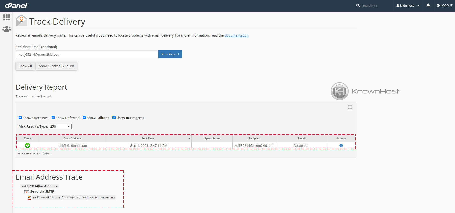 How to Track Email Delivery in cPanel? KnownHost