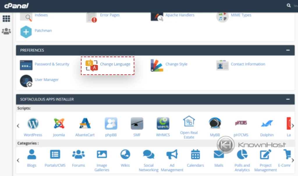 Navigate-to-cpanel-language
