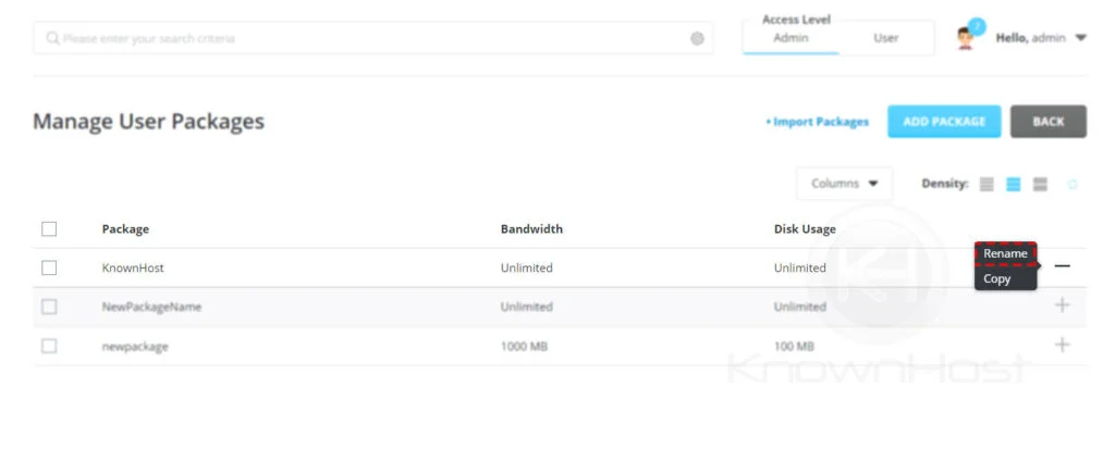Rename-select-user-package