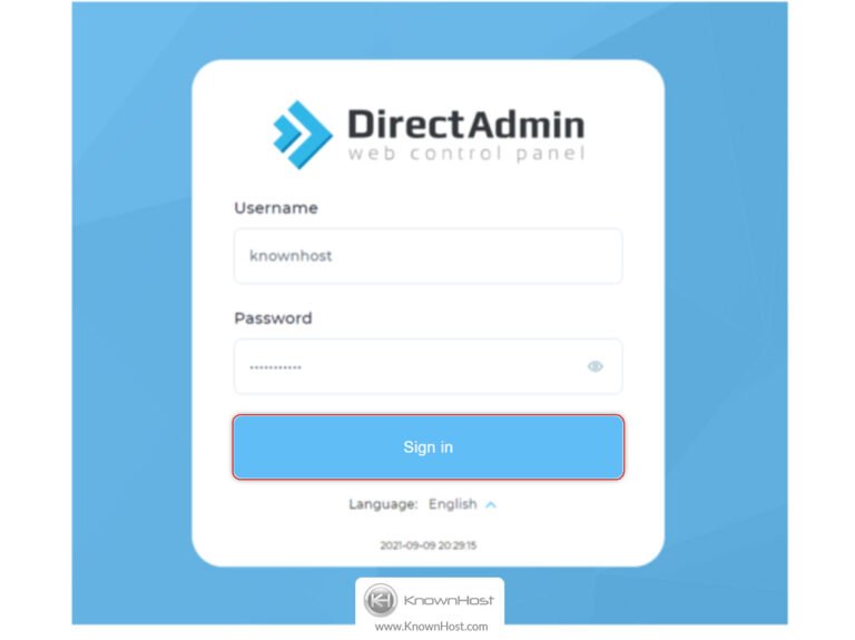 How to login into DirectAdmin control panel? KnownHost