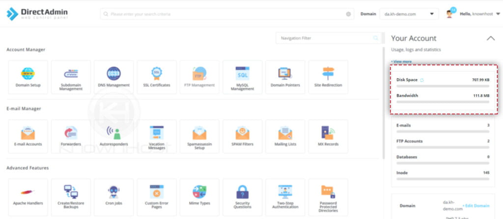 disk-space-bandwidth-usage-directadmin
