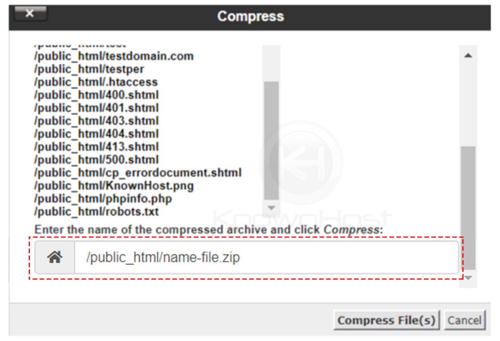 enter-the-name-of-compressed-file-cpanel
