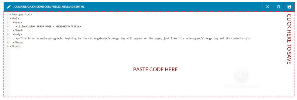 paste-the-custom-error-page-code-click-on-save