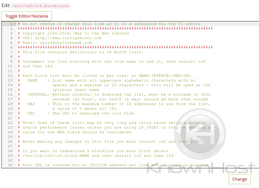 showing blocklist file
