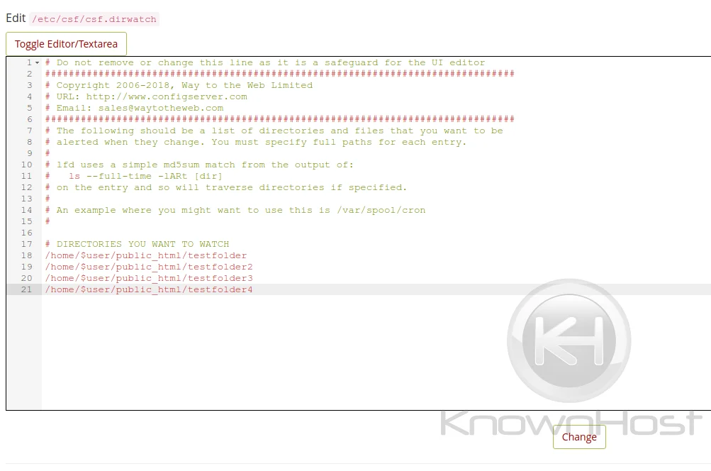 showing directory watch file