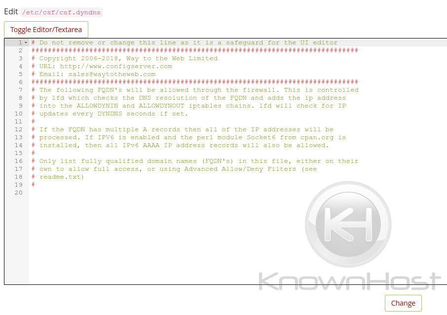showing dyndns file