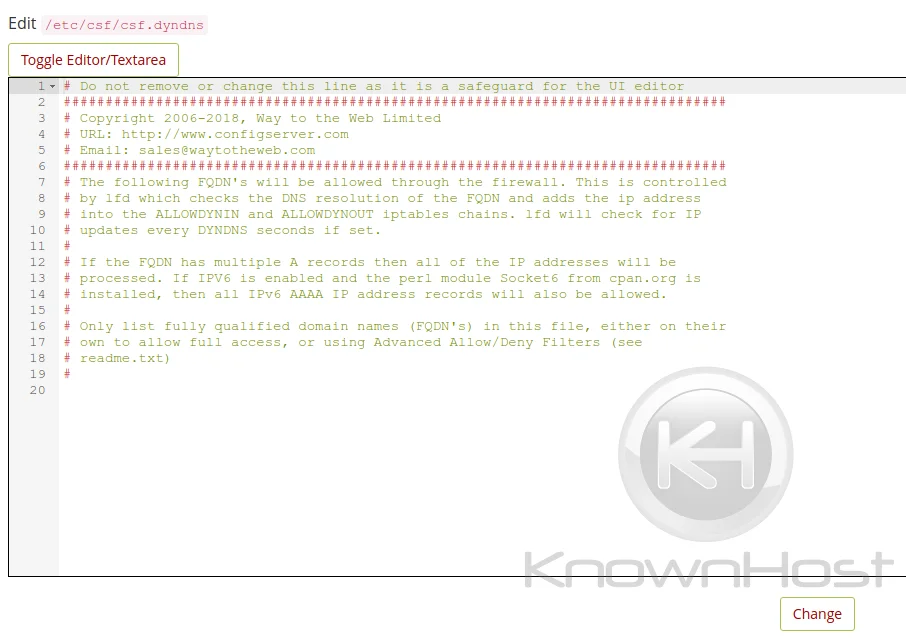 showing dyndns file