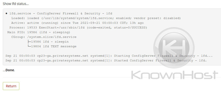 showing lfd status