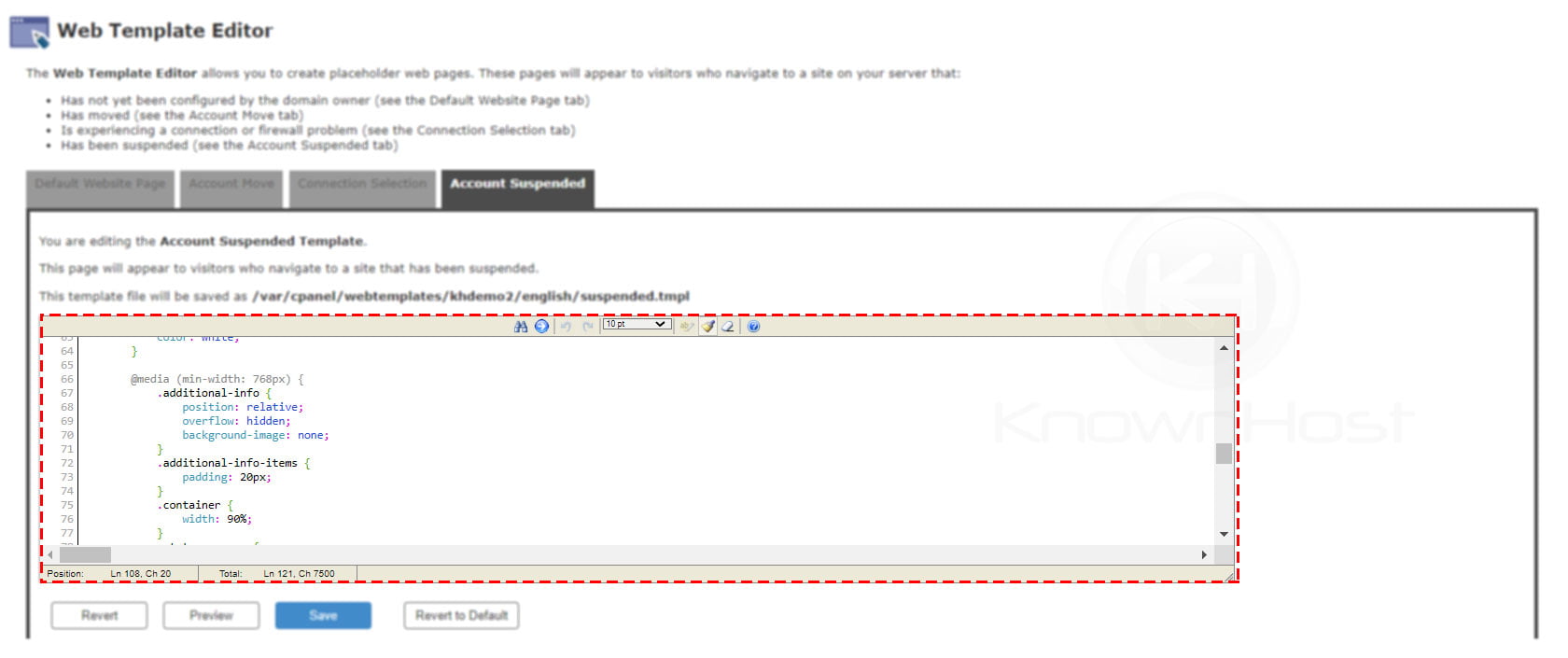 How to configure the custom templates in WHM? - KnownHost