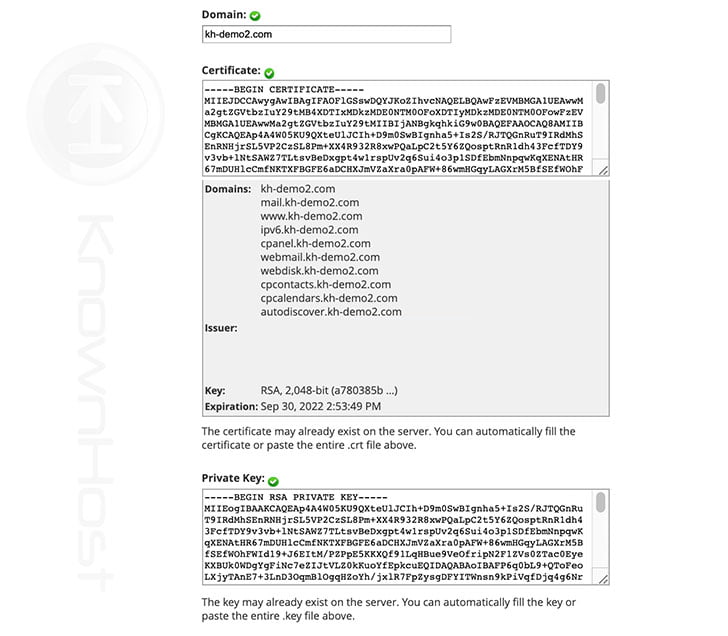 install wildcard ssl for hostname on cpanel whm