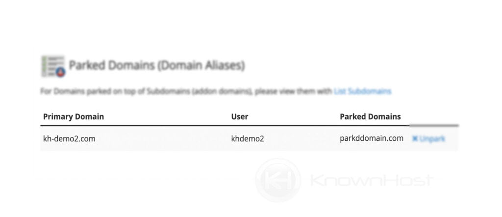 list-of-parked-domains-to-manage-whm