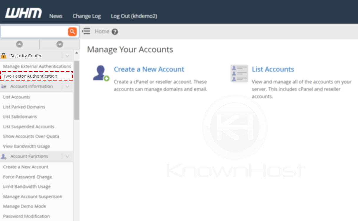 How to setup Two Factor authentication for WHM? - KnownHost
