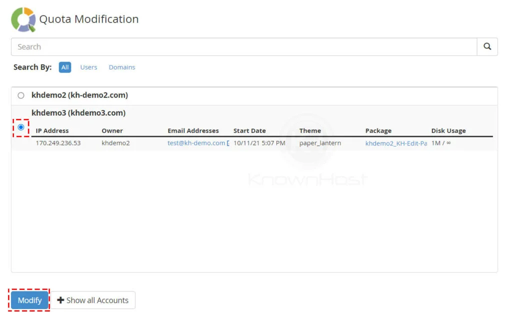 select-cpanel-account-click-on-modify-quota