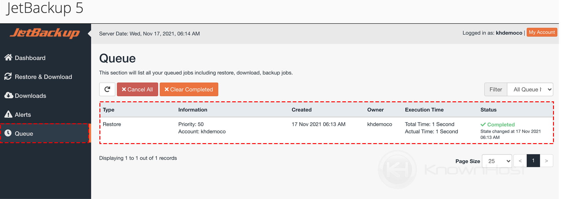 How to restore Cron Jobs backup using JetBackup 5? - KnownHost