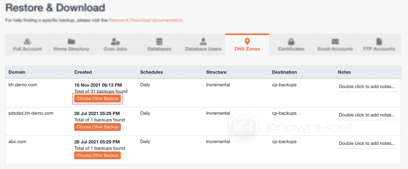 How to restore DNS Zones backup using JetBackup 5? - KnownHost