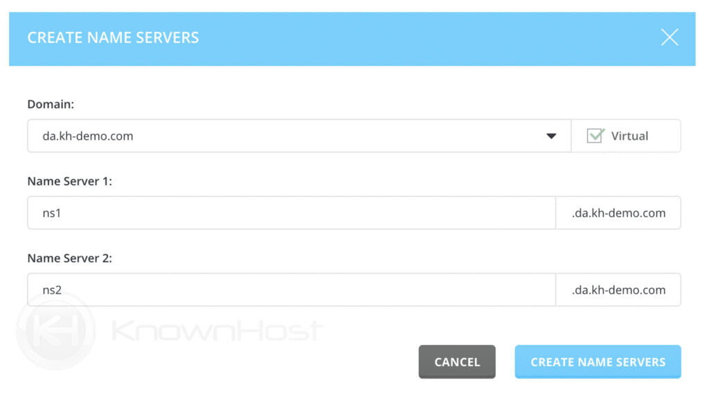 custom nameservers in directadmin