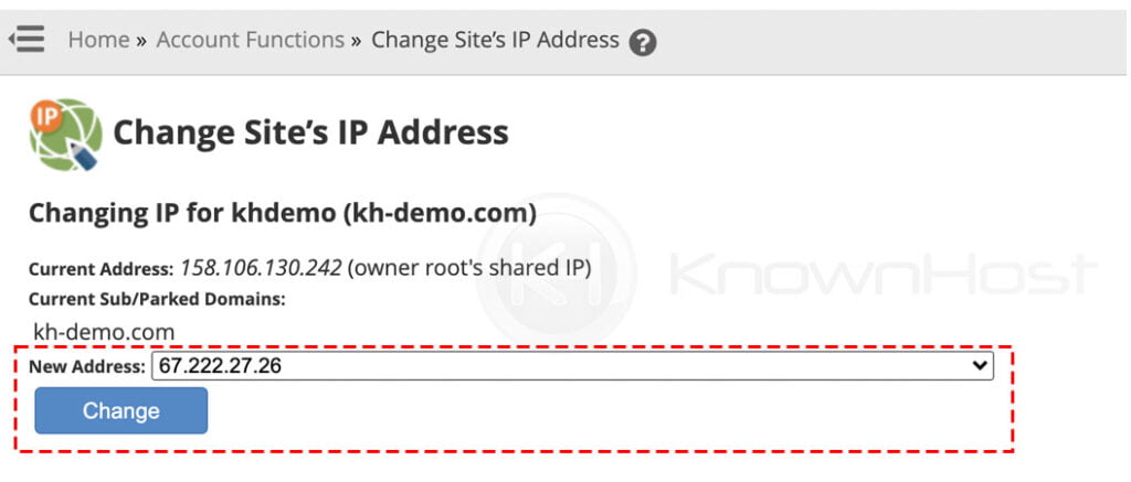 dedicated ip change whm