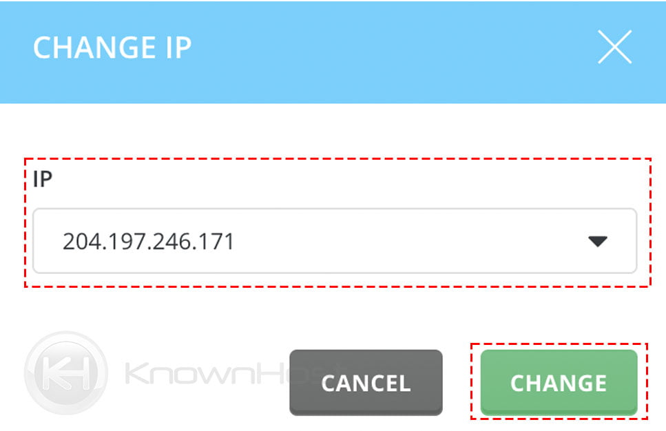 dedicated ip select click on change directadmin