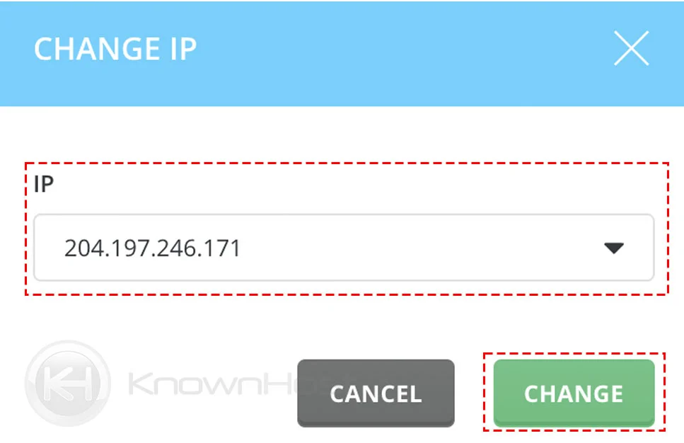 dedicated ip select click on change directadmin