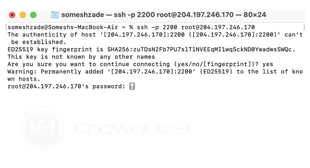 enter ssh password macos