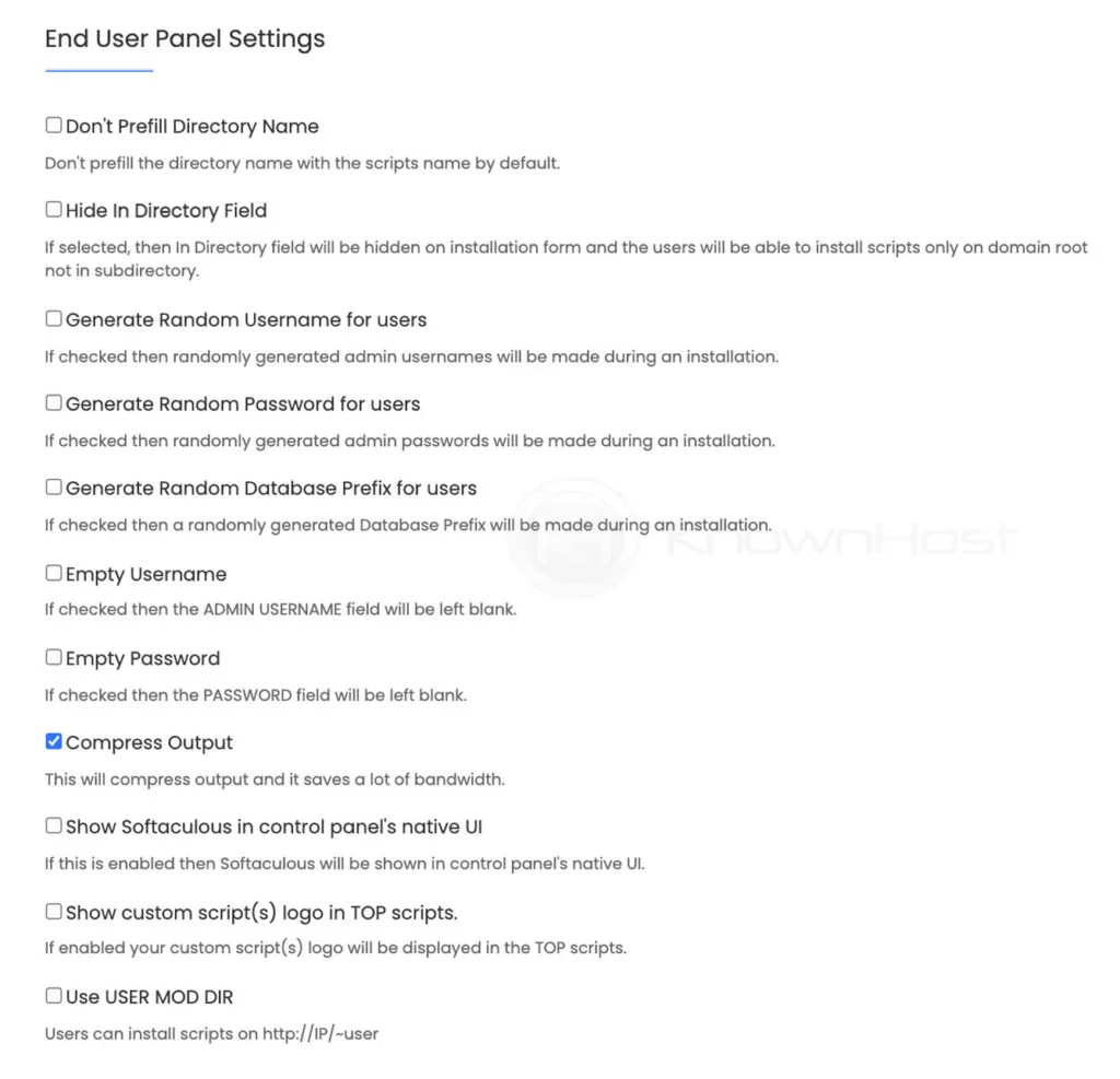 general end user access softaculous