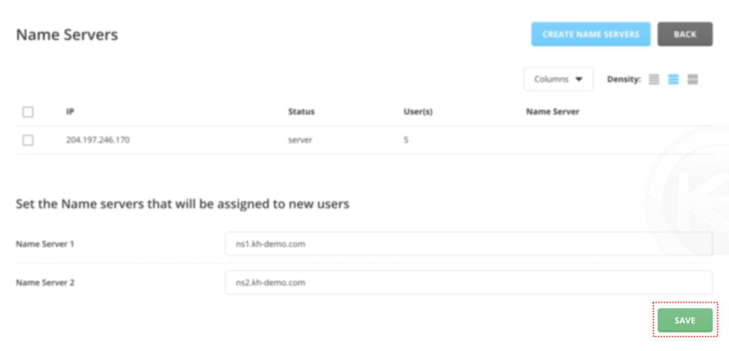 how to configure nameservers in directadmin