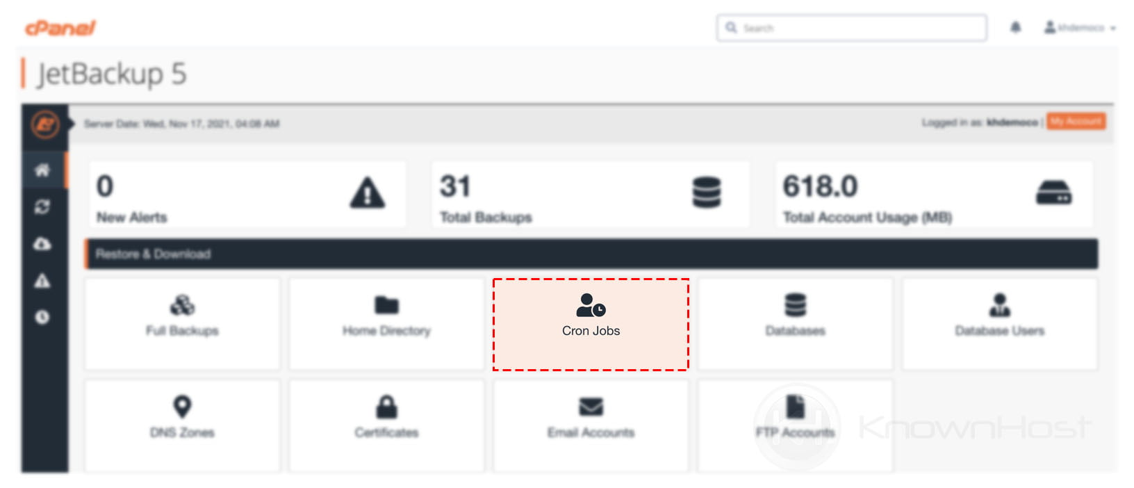 How to restore Cron Jobs backup using JetBackup 5? KnownHost