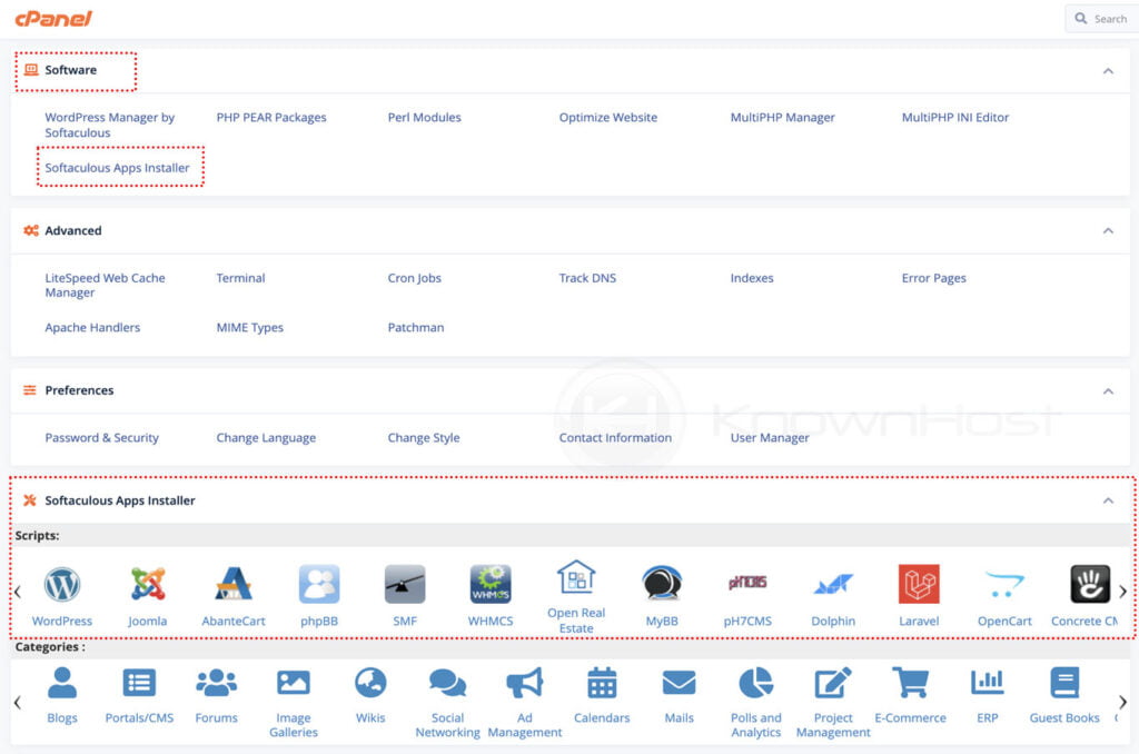 open softaculous cpanel