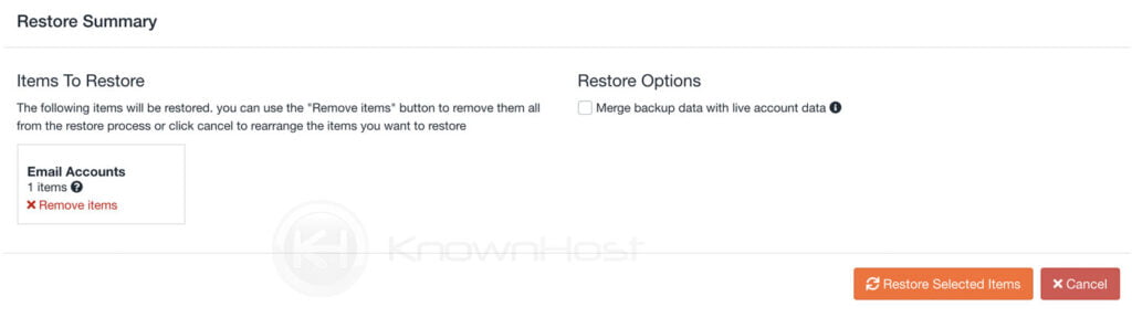 restore summary email accounts backup jet backup