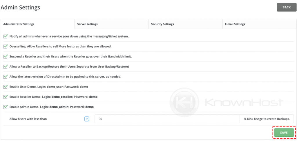 How to enable DirectAdmin Demo Mode